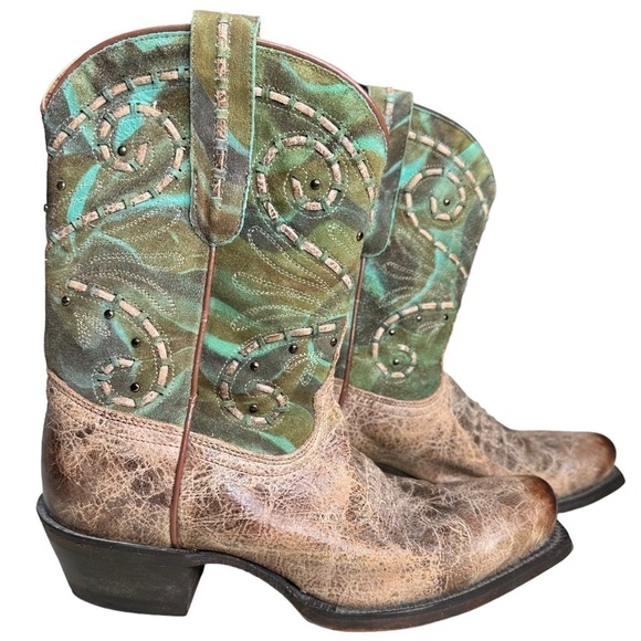 Tony Lama Shoes - Tony Lama women's VF 6027 Vaquero Western SHORTY Boot leather Square toe…